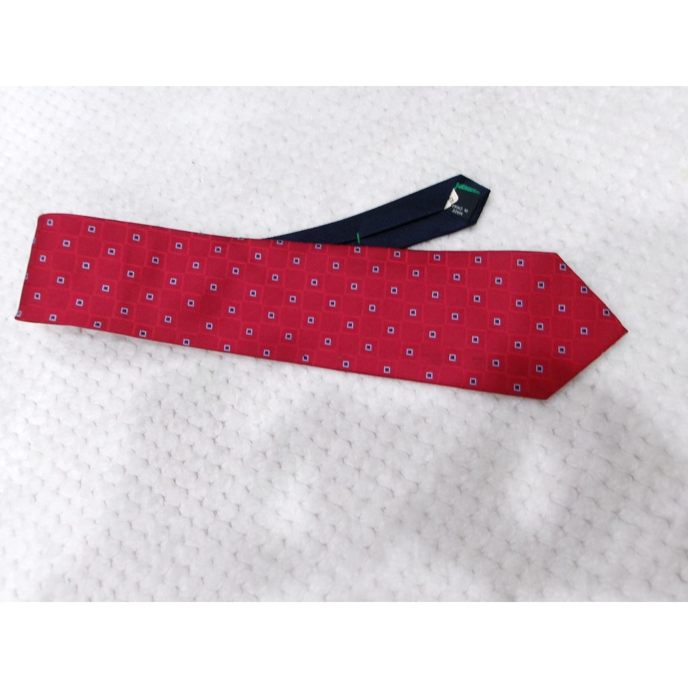 Tommy Hilfiger Mens 3.5x59 Necktie Red Geometric Square Silk Tie